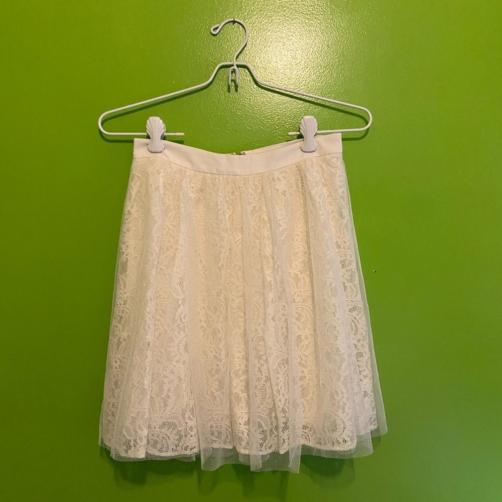 Express fancy cream skirt